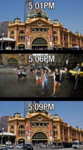 A meme that shows how Melbourne's weather changes minute by minute