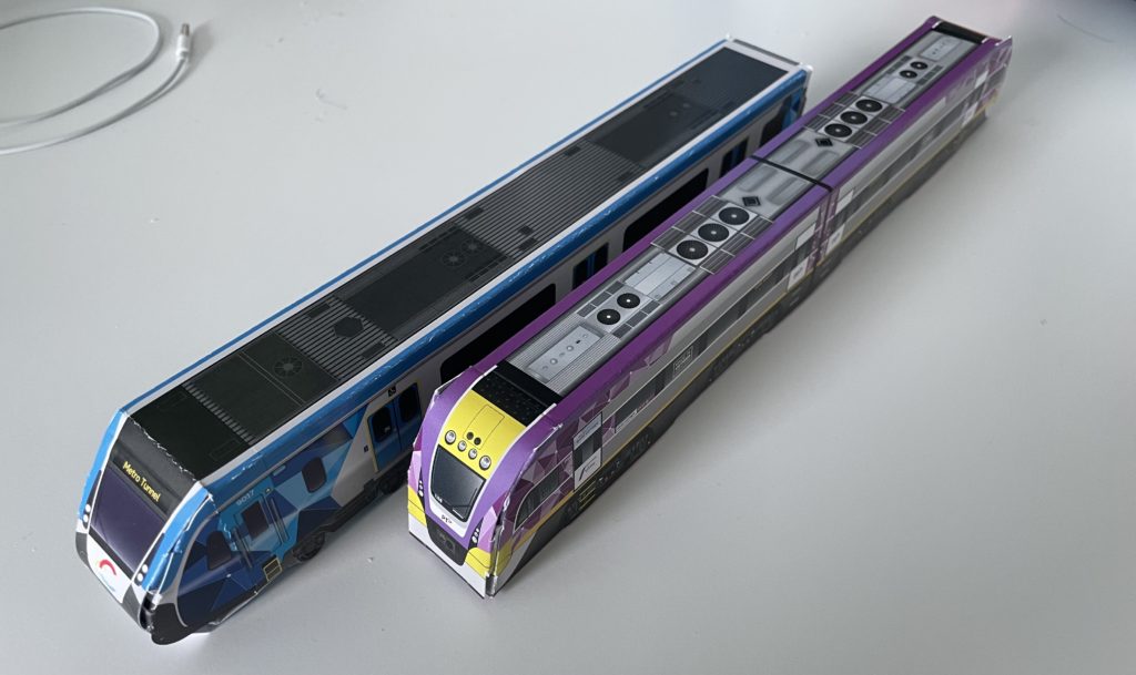 Paper cut-out models of Melbourne's trains